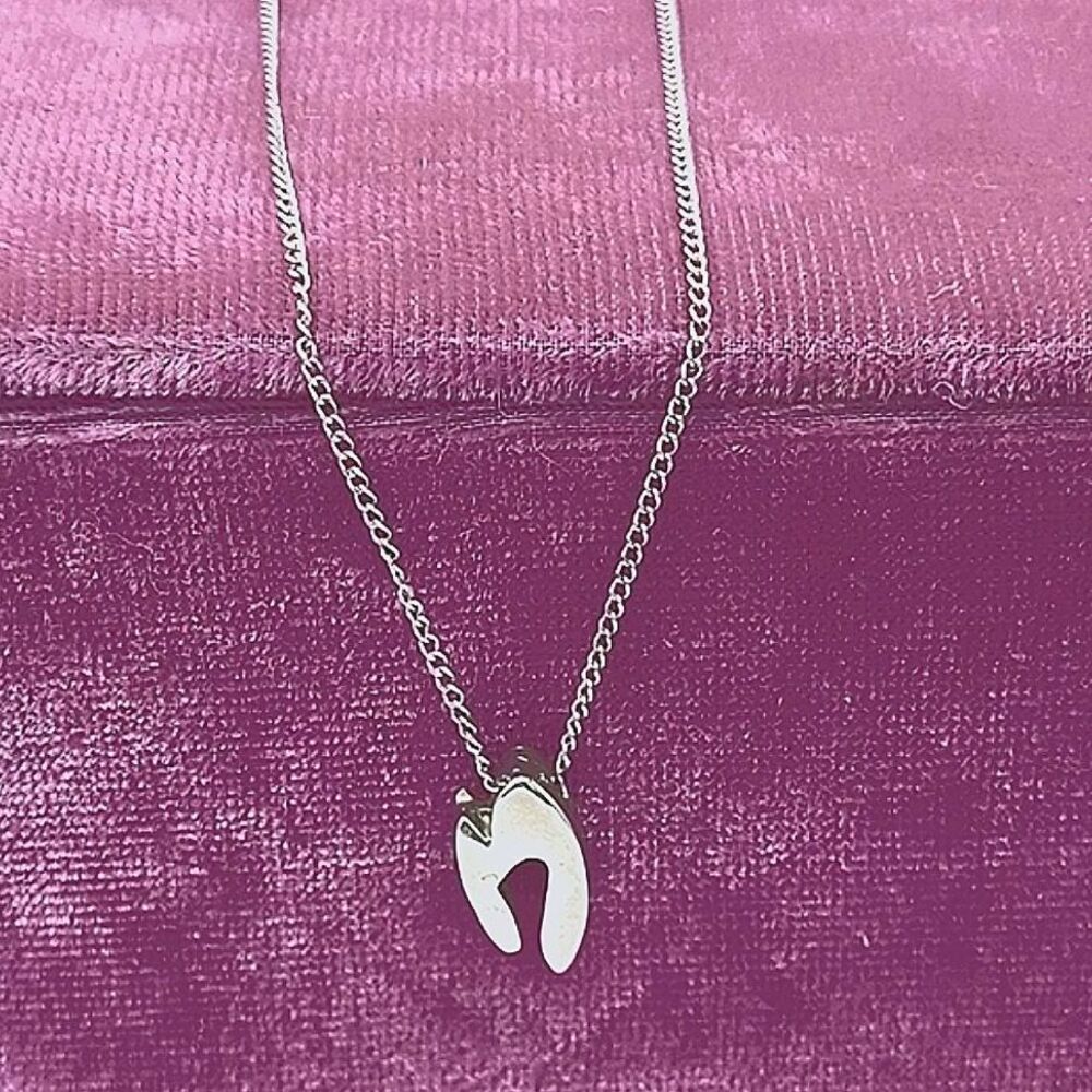 Whimsical Sterling Silver Initial "N" Fluid Font Style Charm Pendant Necklace